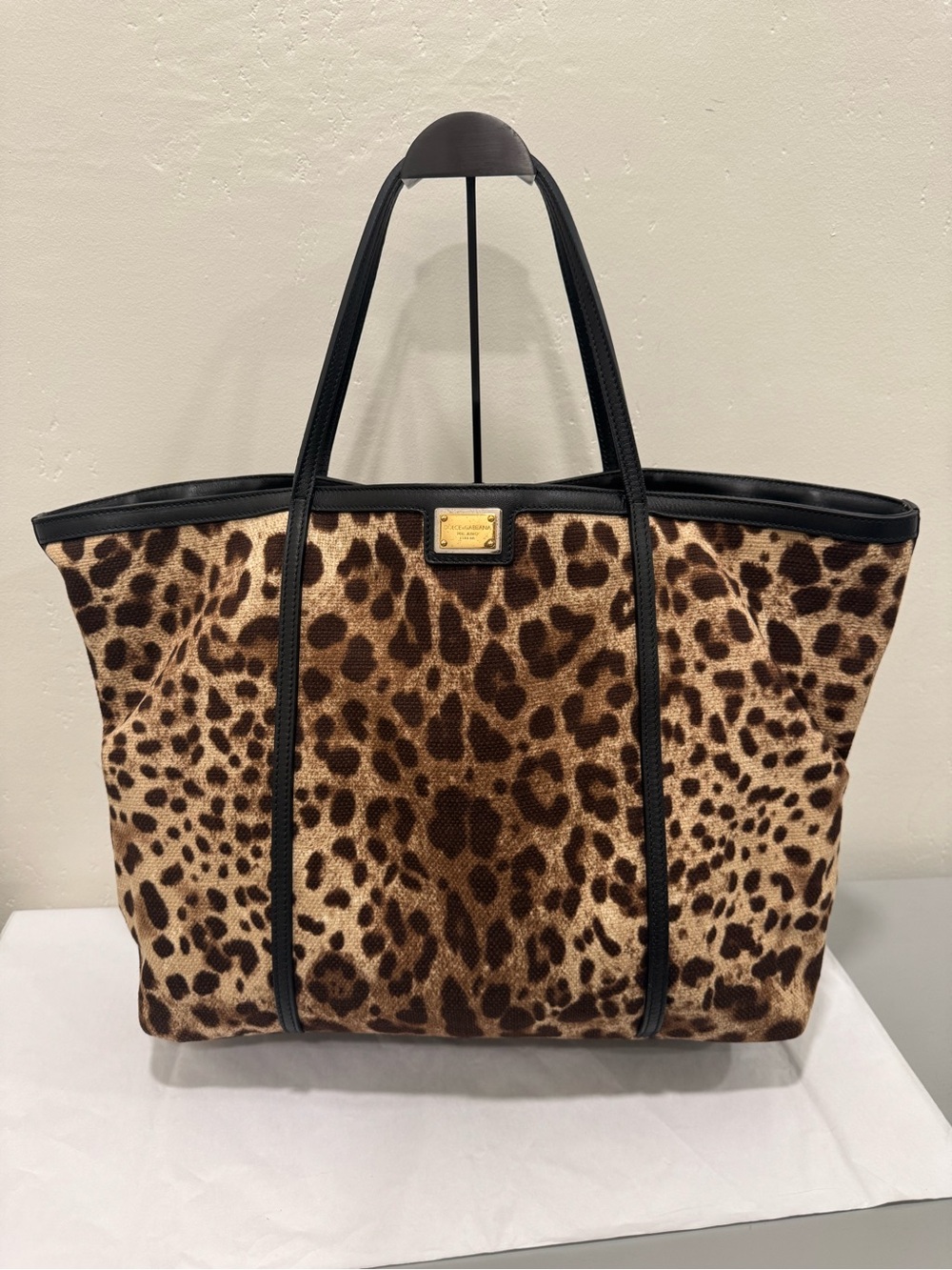 Dolce & Gabbana Leopard Print Tote Bag with Black Trim